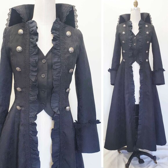 Victorian Choice Womens Black Victorian Gothic Penny Dreadful Vanessa Coat S
